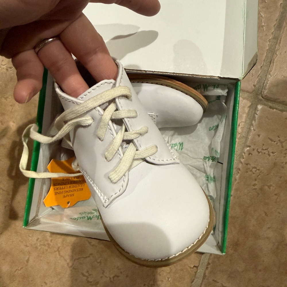 Baby White Leather Lace-Up Shoe first walkers